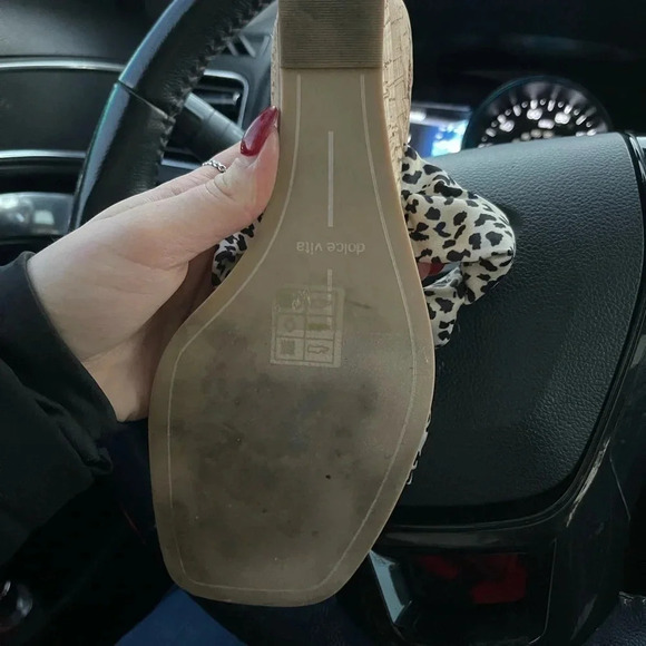 Dolce Vita Naji Knotted Cork Wedge Mule Leopard Satin - Picture 7 of 8